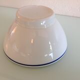 White bowl with blue border of the faienceries of Sarreguemines