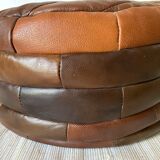 Patchwork leather pouf from the 70s and 80s