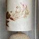 Large vintage 1960-70 chamotte ceramic ball lamp, dried flower lampshade