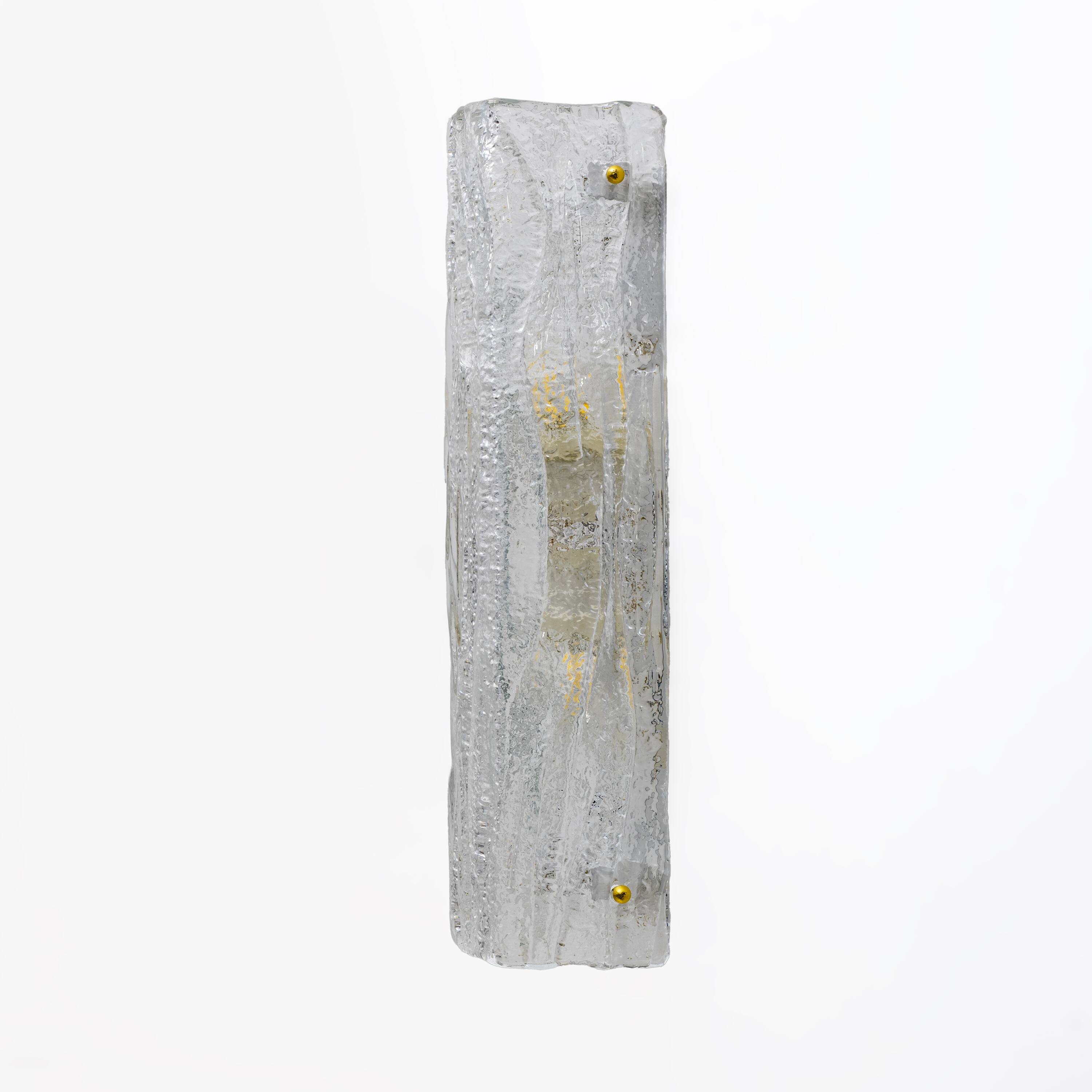 Pair of Mazzega-Style Crystal Natural Murano Glass Sconces