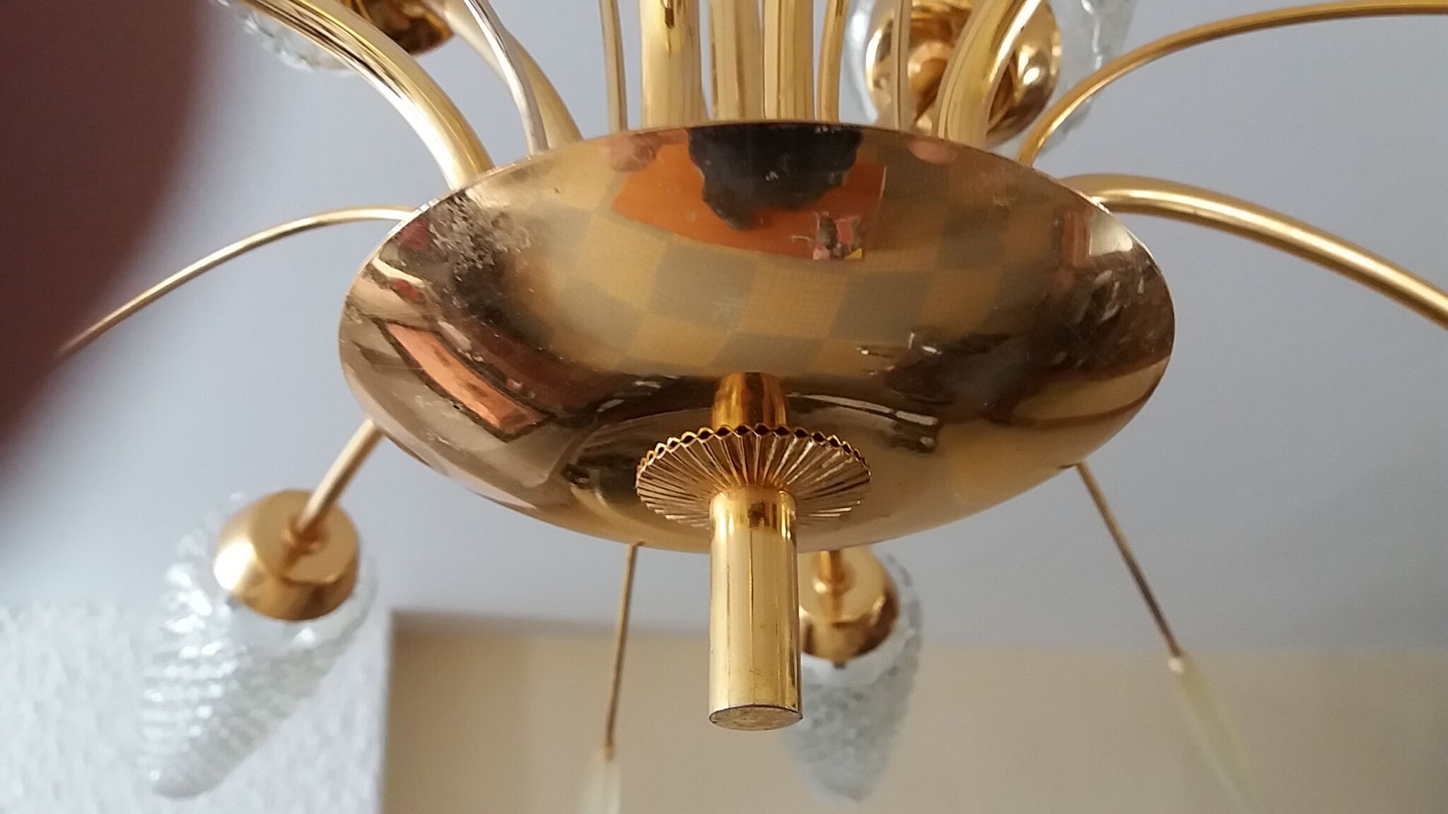Lustre années 60 métal chomé et verre