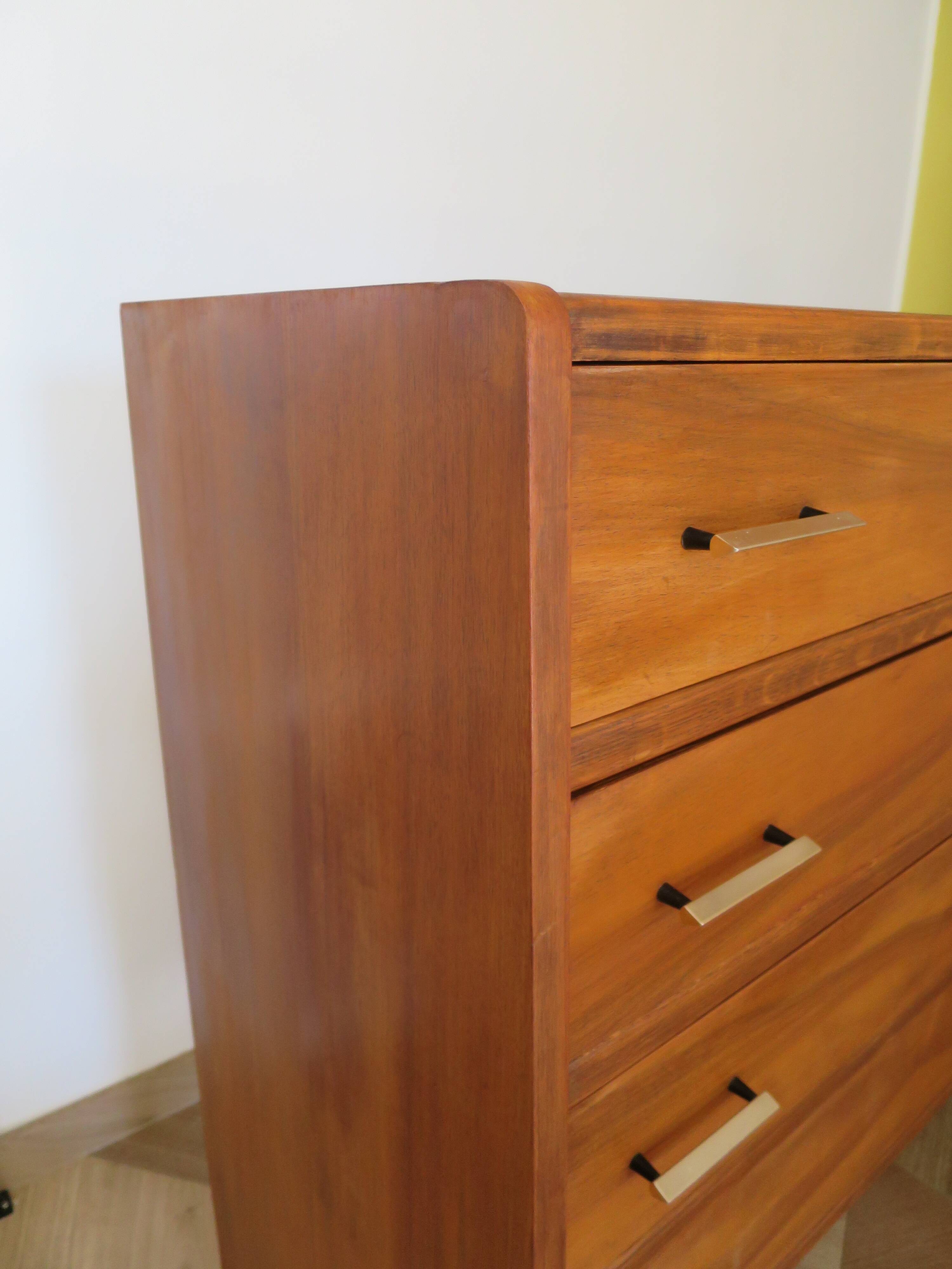 Cabinetmaker's chest of drawers - 4 drawers - golden oak - with oblique profile - compass feet - 1950