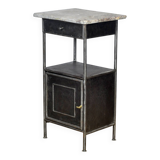 Iron bedside table with marble top, 1910