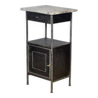 Table de chevet en fer avec plateau en marbre, 1910