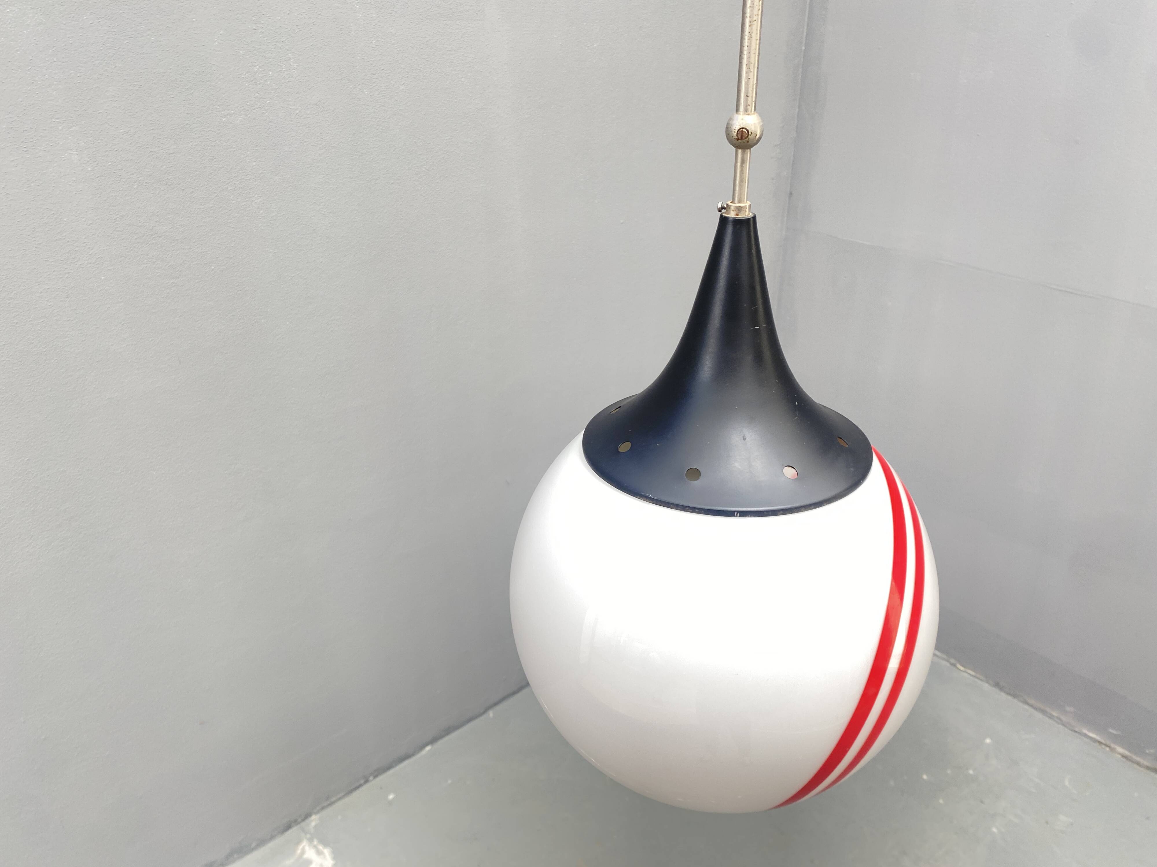 Hanging Pendant Lamp with Round Glass Shade