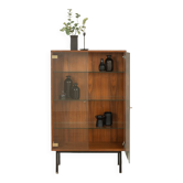 Walnut veneer display cabinet, 1960s