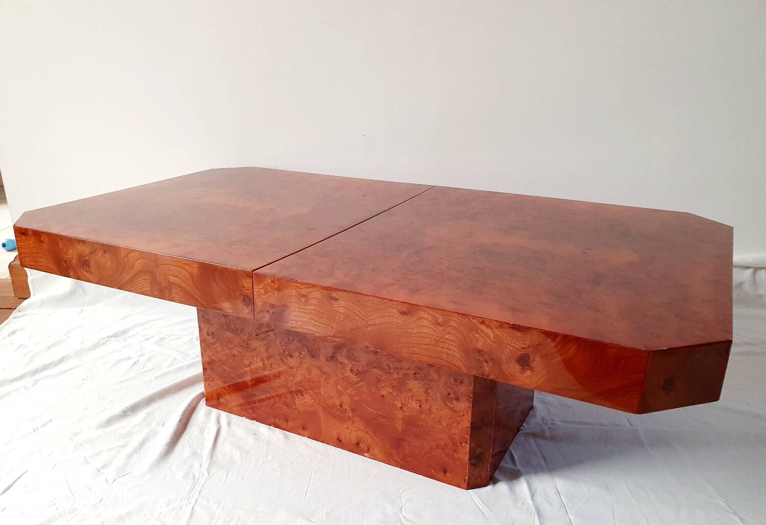Elm burl coffee table, 70s