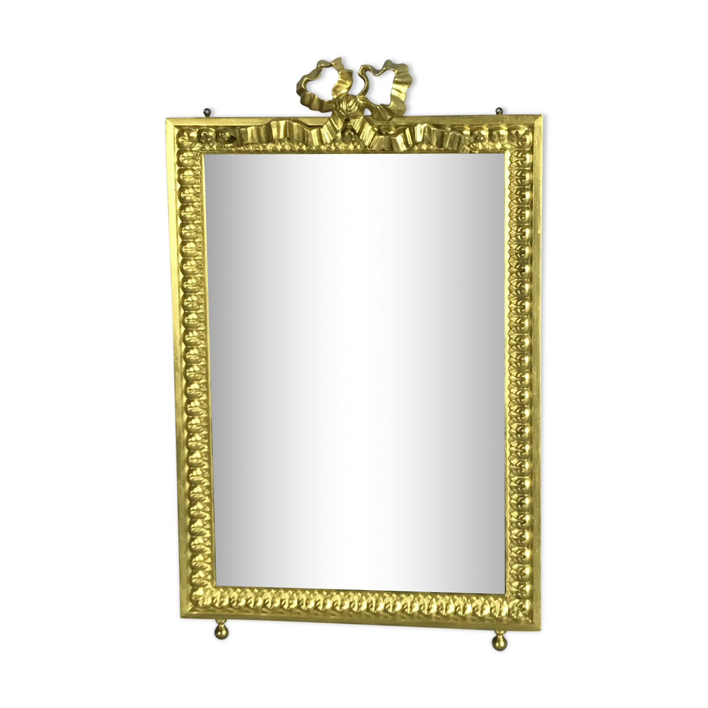 Louis XVI-style gilded bronze bevelled mirror 37cm x 23.5cm