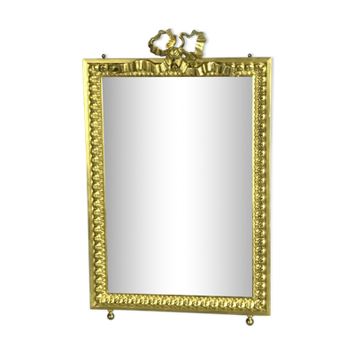 Miroir biseauté en bronze doré de style Louis XVI  37cm x 23,5cm