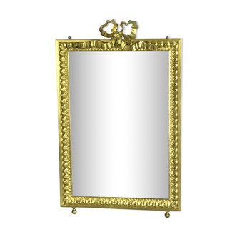 Louis XVI-style gilded bronze bevelled mirror 37cm x 23.5cm