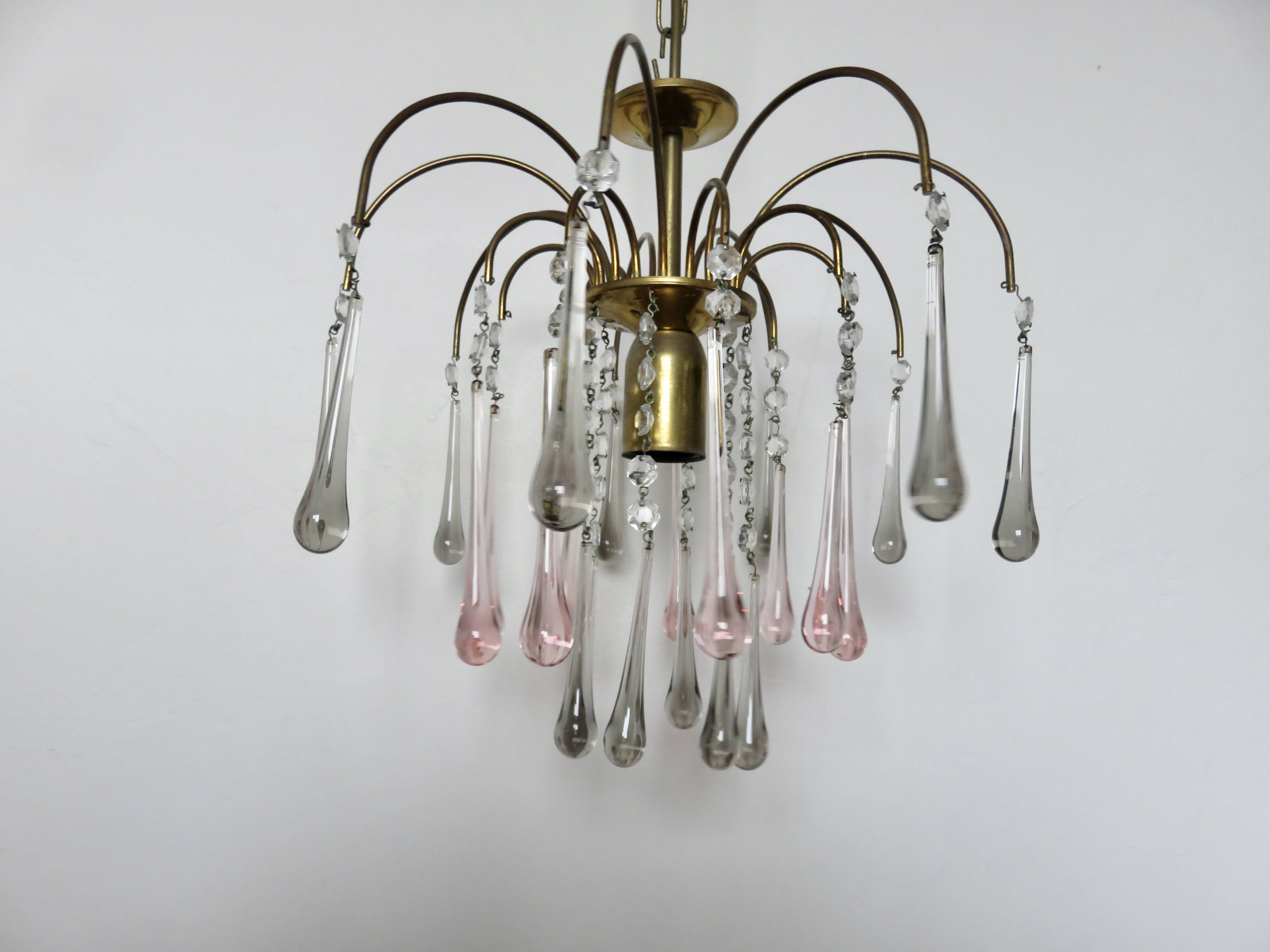Crystal chandelier "water drop" in Murano glass, Italy