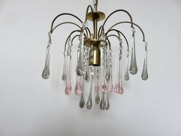 Lustre à pampilles ''goutte d'eau'' en verre de Murano, Italie