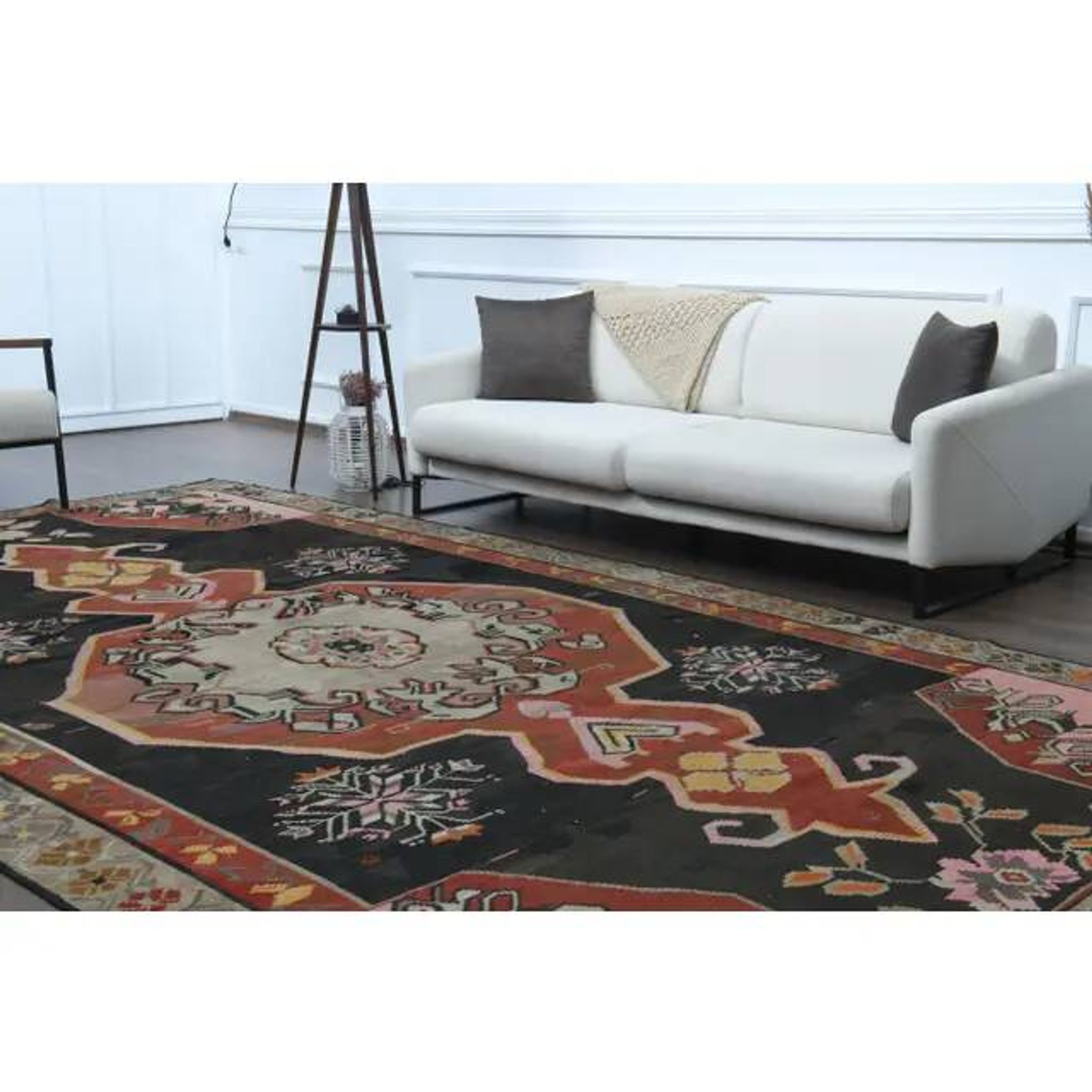 1970s Vintage Turkish Hand-Knotted Wool Cotton Brown Area Rug 234x417
