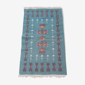 Blue kilim carpet with berber motifs 70x110cm