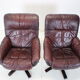 Scandinavian Leather Armchairs / Lounge Chairs, With footres 1970s, Finland