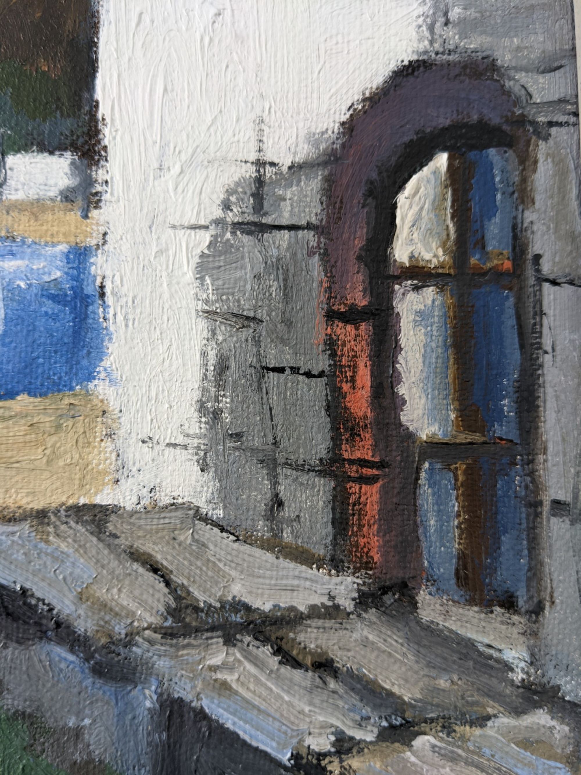 Modern swedish "the lake" tenerife landscape, framed oil painting