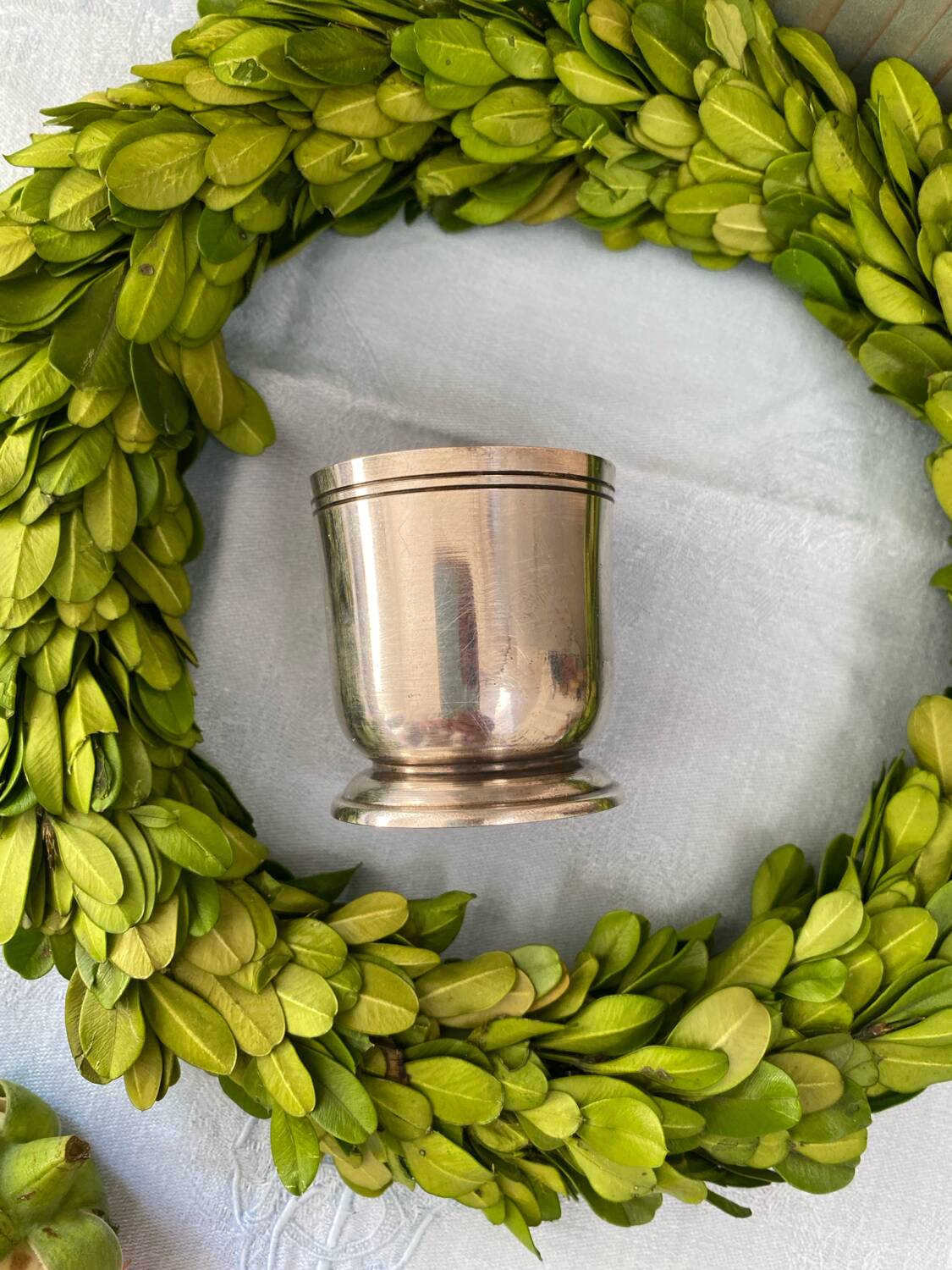 Antique silver-plated egg cup