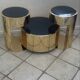 2 bedside tables and a brass Fendi table.