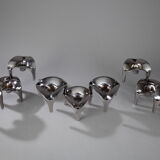 Set of 9 modular candle holders in chromed metal, nagel germany