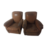 Pair of vintage leather club chairs