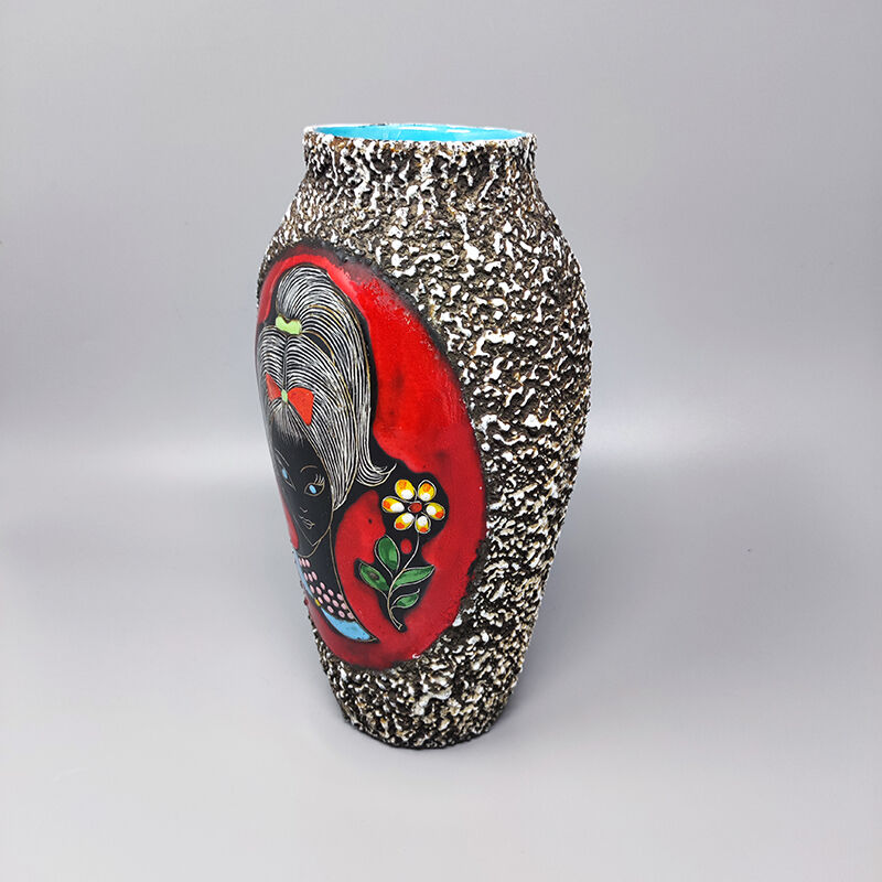 1960s Stunning Lava Vase by Melior, Made in Italy
