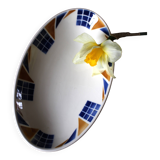 Badonviller Congo orange blue earthenware dish