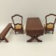Lot de 3 boîtes à bijoux reproduction miniature en bois d'une table rustique, 2 chaises et un banc