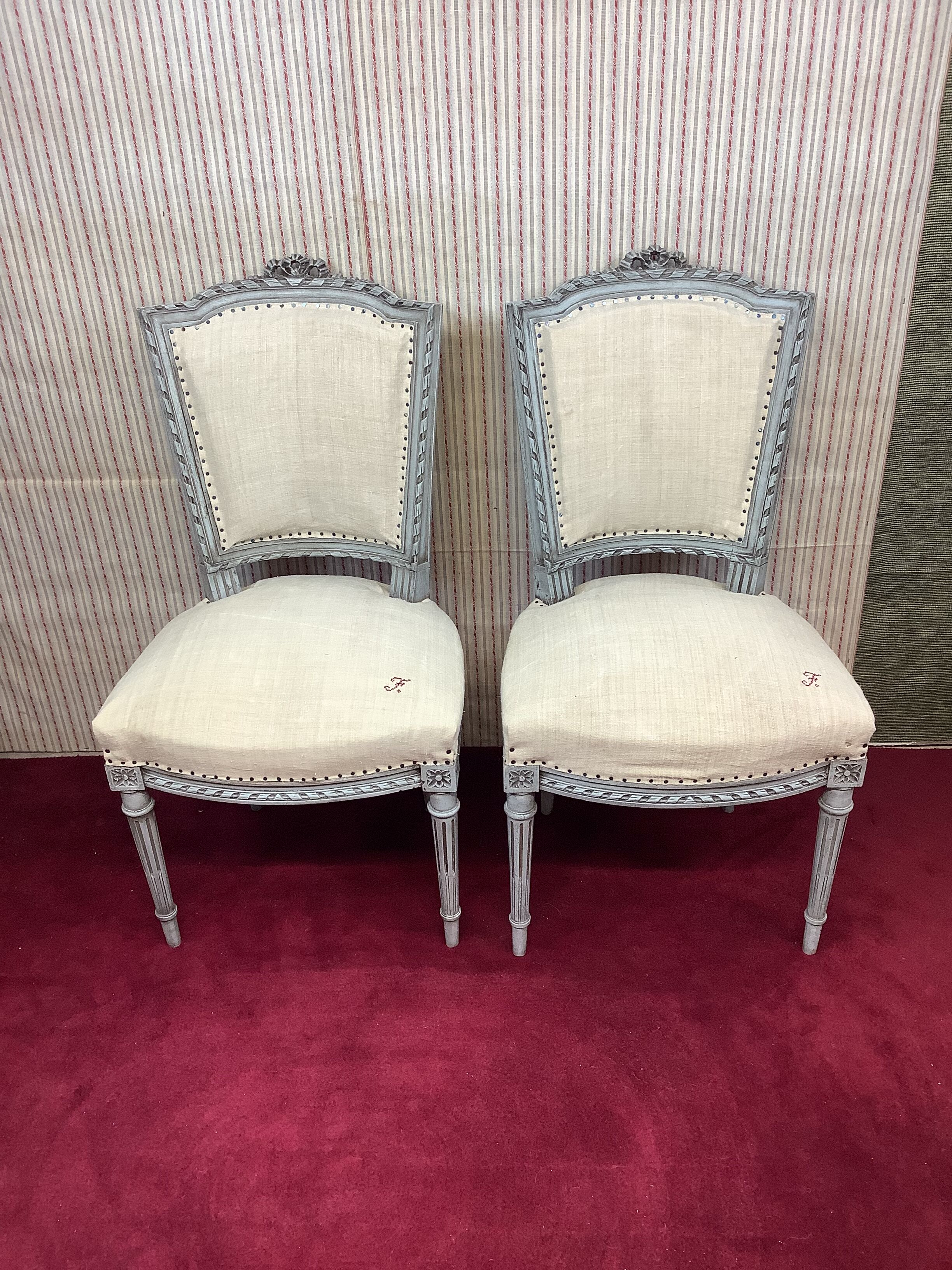 Pair of antique Louis XVI style chairs, completely renovated