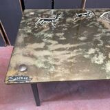 Iridescent glass coffee table signed Sasco.60