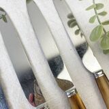 Set of 6 vintage horn table knives