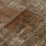 Handwoven anatolian contemporary 170 cm x 241 cm brown patchwork carpet