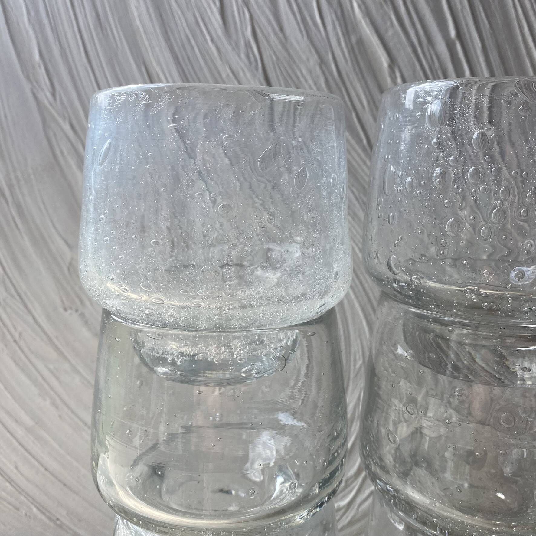 Set punch ou cocktail en verre soufflé bullé , esprit Biot