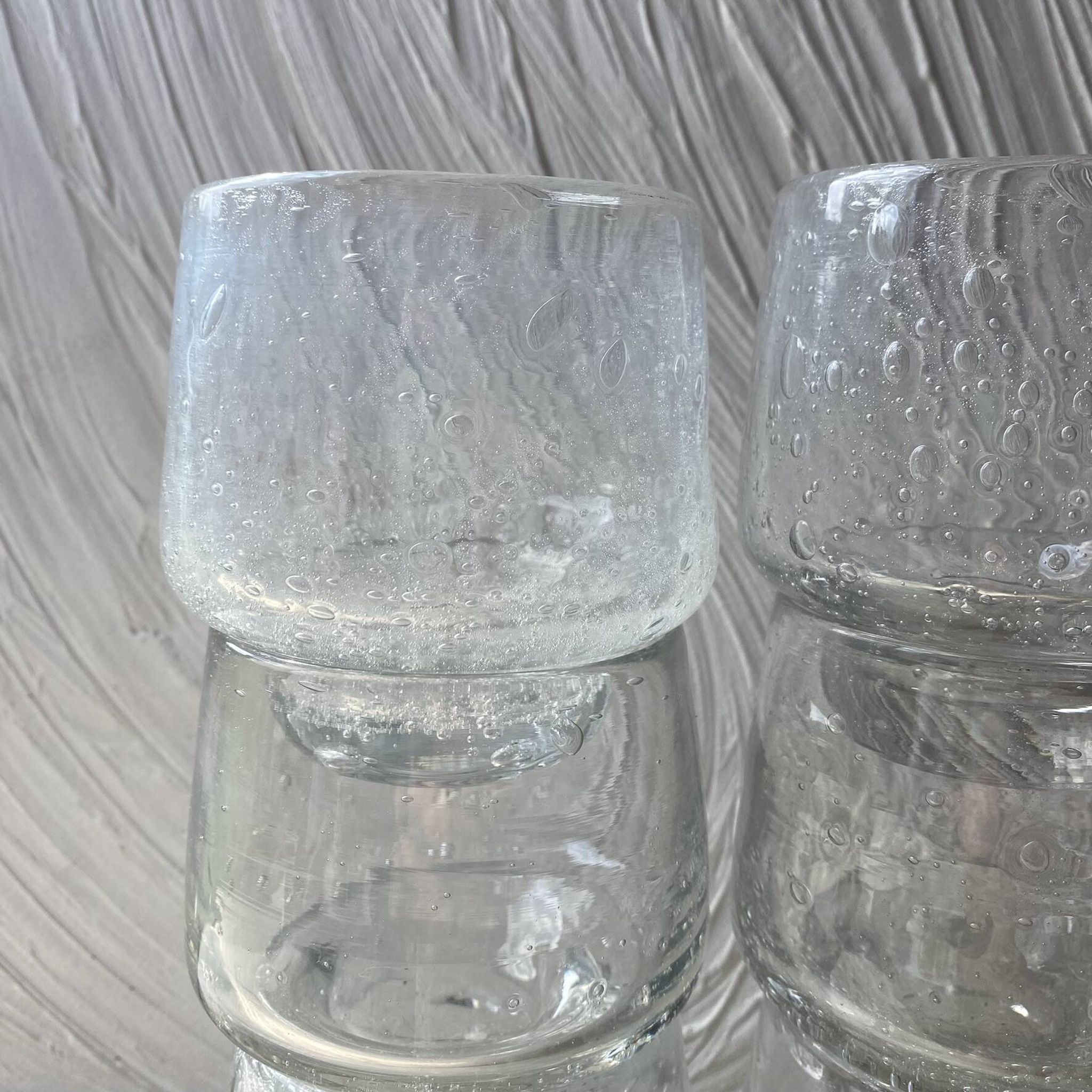 Set punch ou cocktail en verre soufflé bullé , esprit Biot