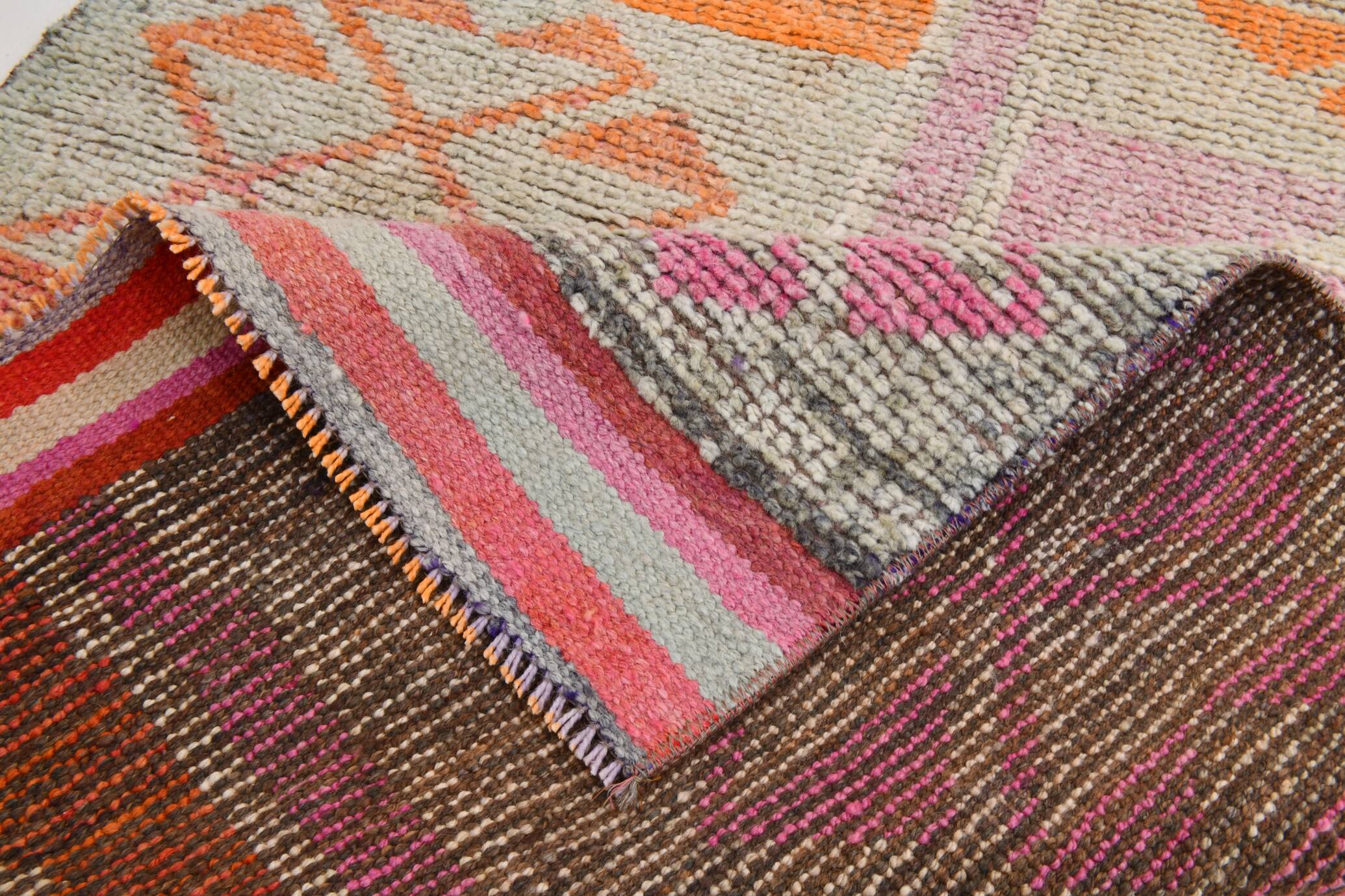 3x10 Turkish Pink & Orange Vintage Runner Rug, 91x316Cm
