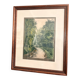 Enhanced Lithographic Engraving Path Under Wood Forest Tree Landscape Gilded