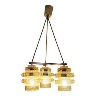 Vintage amber ceiling lamp with 3 shades