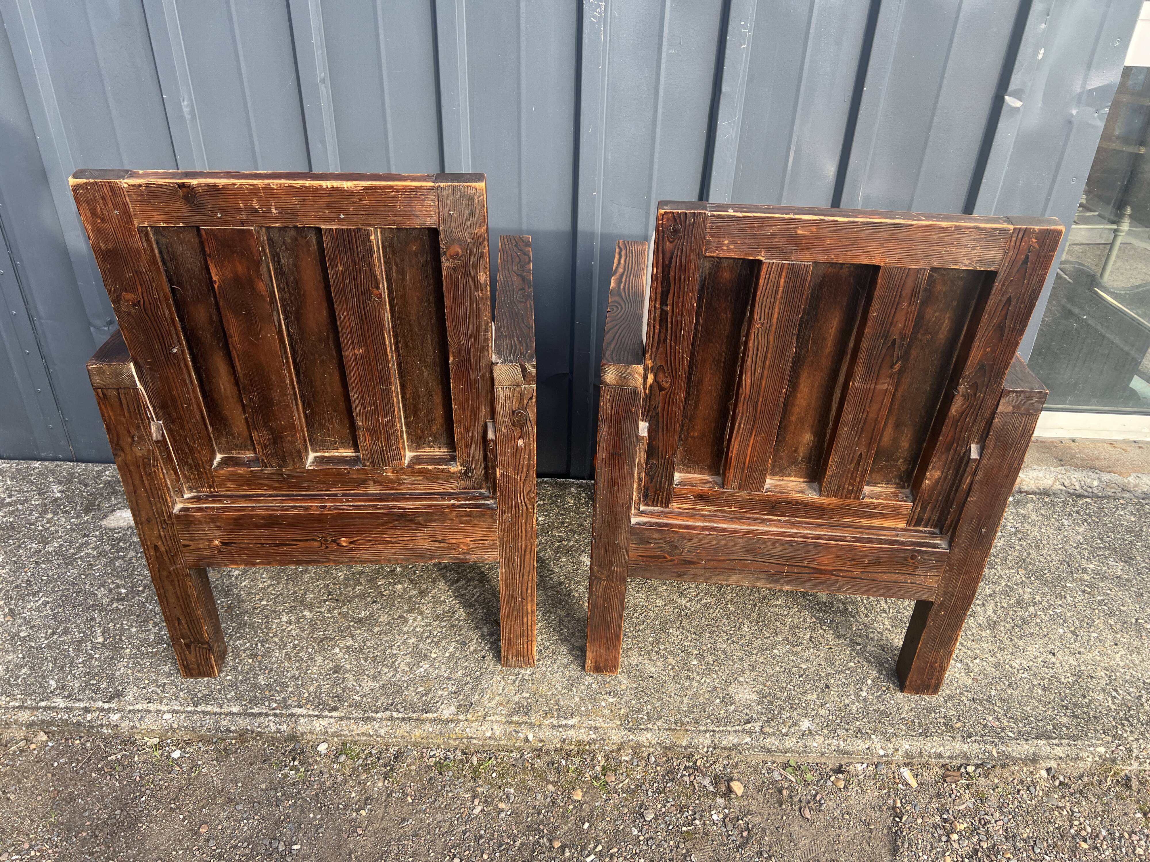 Paire de fauteuils marocains bois vintage