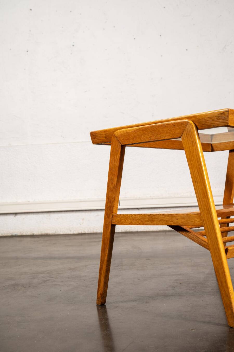 Glass and wood side table