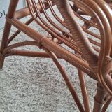 Vintage 1970s rattan bench