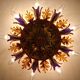 Floral ceiling light in gilded metal, Banci Firenze, Italy, 1970.