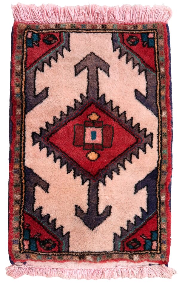 Tapis vintage du Moyen-Orient Hamadan fait main en laine – 42 x 60 cm années 1970