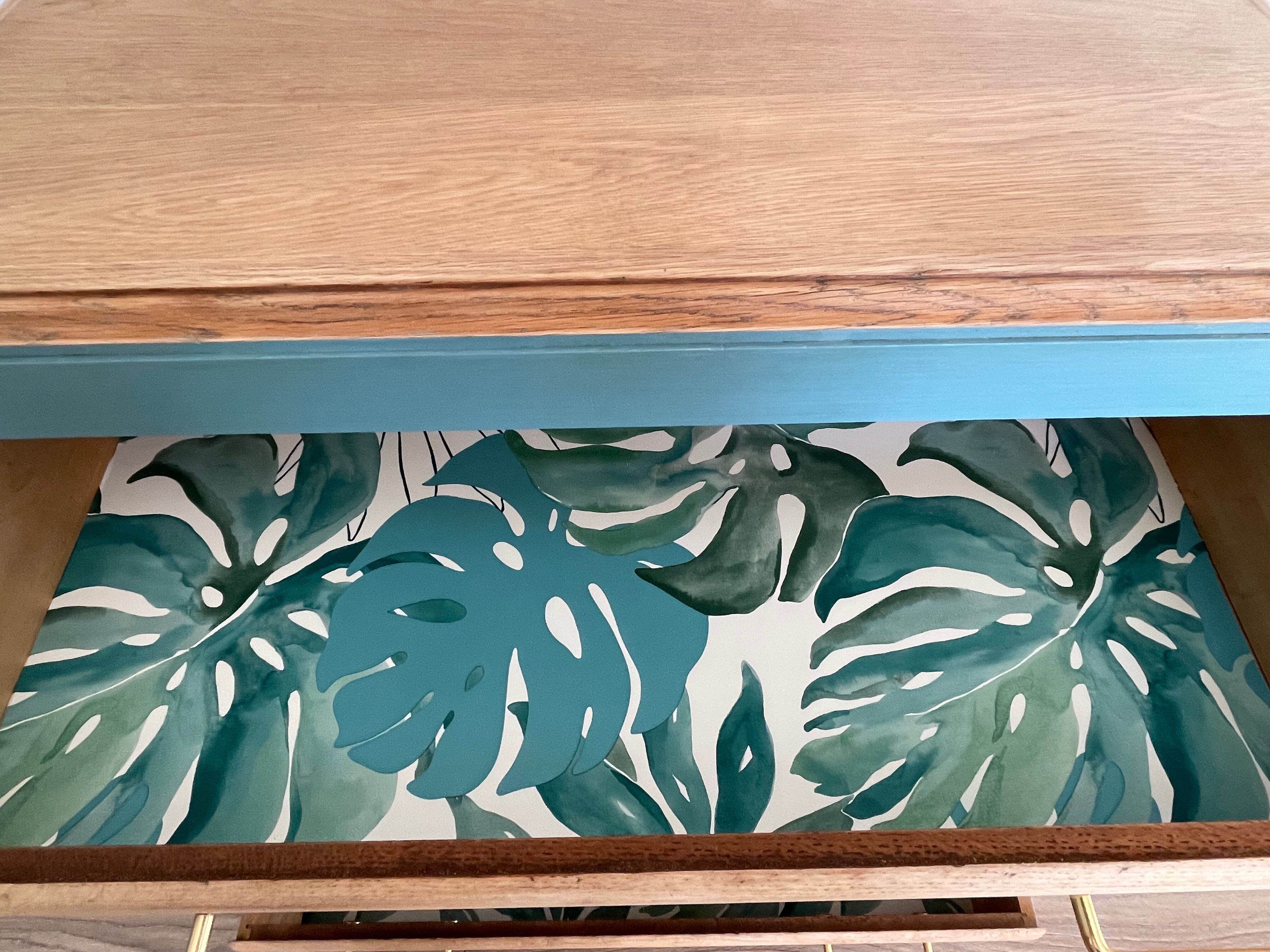Renovated oak compass foot chest of drawers