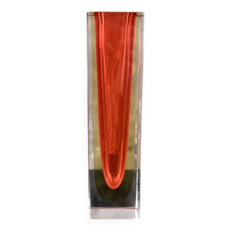Vase Sommerso Murano rouge, Italie 1960
