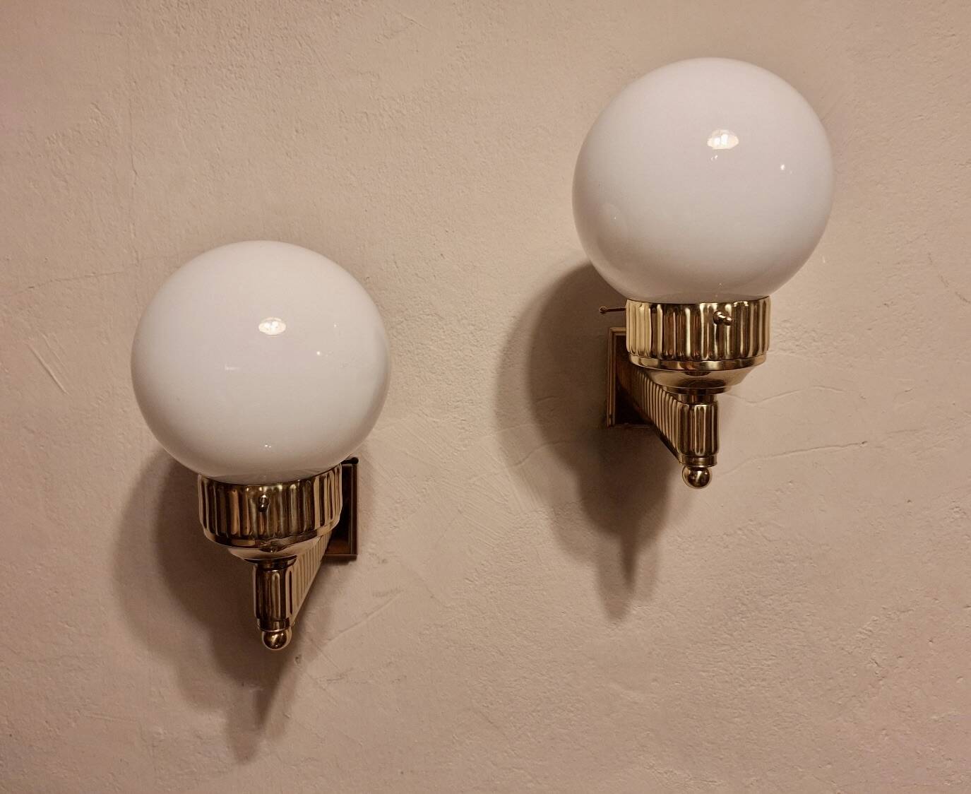 Pair of Astoria brass wall lights by Josef Hoffmann, WOKA Vienna re-edition