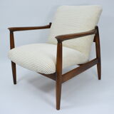 Fauteuil vintage entièrement restauré designer E.Homa, années 60, Cordon beige