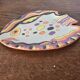 Hand-painted artisan fish plate, signed – Coloured terracotta with naive decoration