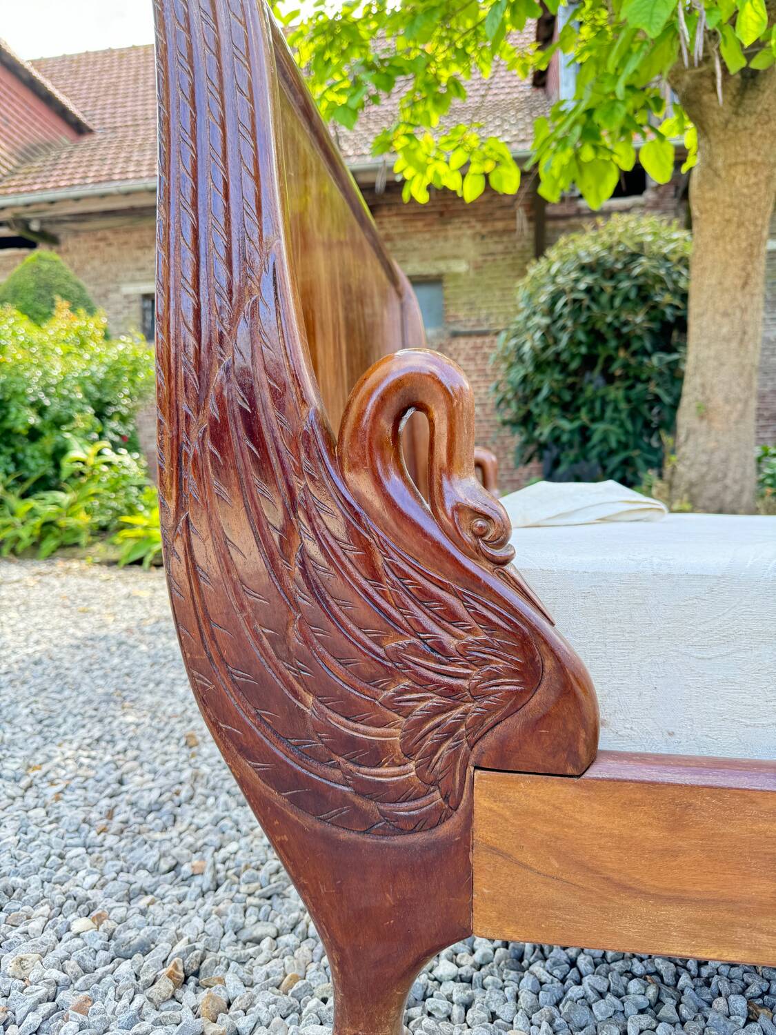 Bench, Rest Bed In Mahogany With Swan Neck Empire Style XIX Eme Century