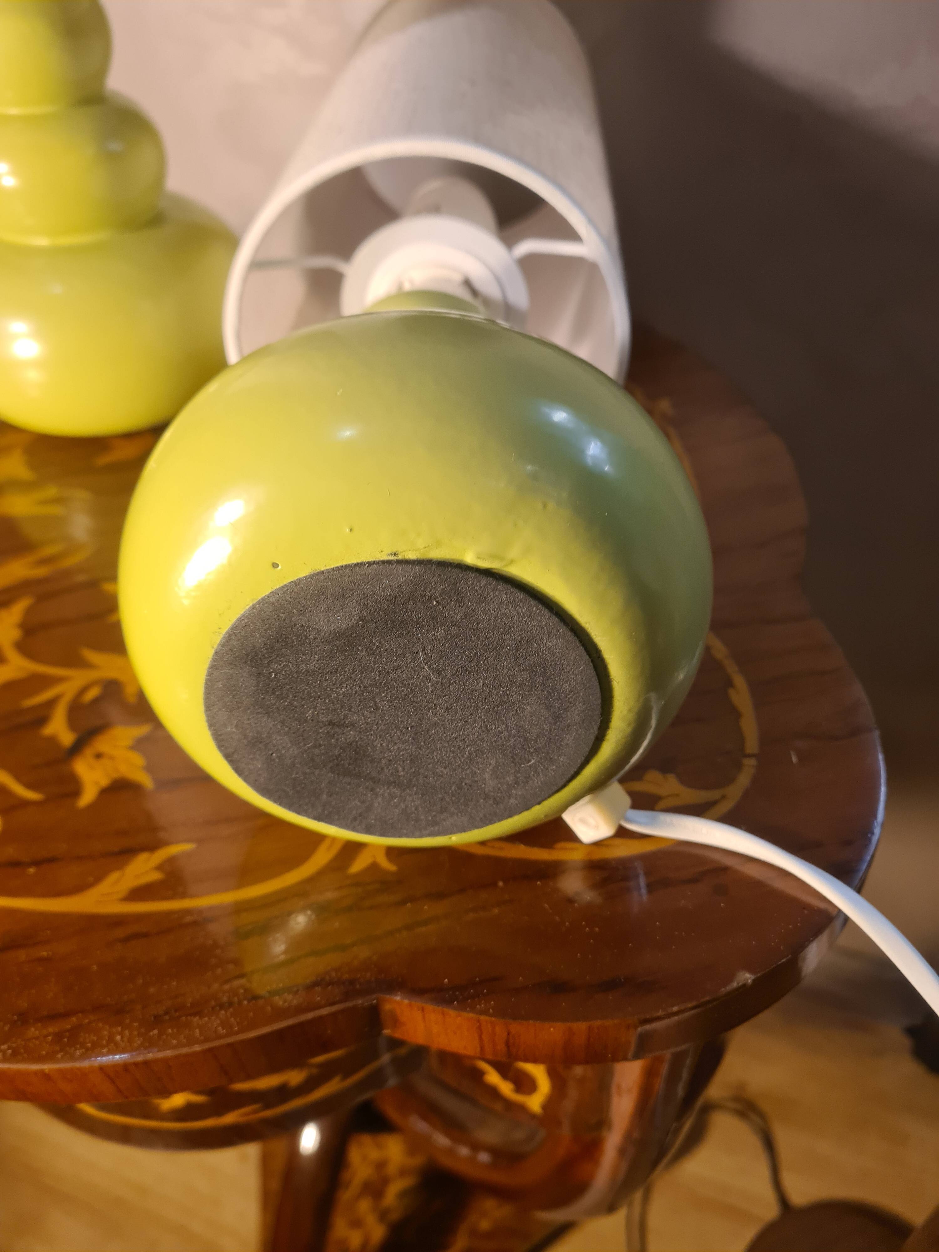 pair of ceramic bedside lamps apple 39x12 refurbished electric and stylish lampshade