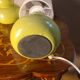 paire lampe de chevet ceram pomme 39x12 elec remis a neuf et abat jour styl