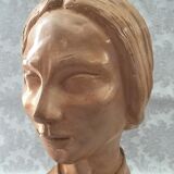 Bust in raw earth of atelier bust face of woman signed j.c.g.